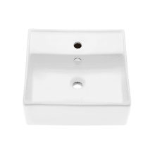 Clair 16" Rectangular Ceramic Wall Mounted Bathroom Sink with Overflow and Single Faucet Hole