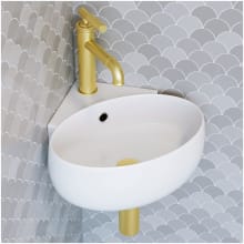 Plaisir 14-3/16" Corner Ceramic Wall Mounted Bathroom Sink and 1 Faucet Hole