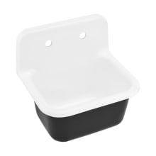 Loire 18-3/16" Rectangular Cast Iron Wall Mounted Bathroom Sink with 2 Faucet Holes At 8" Centers and Center Drain