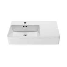 St. Tropez 29-1/2" Rectangular Ceramic Wall Mounted Bathroom Sink with Overflow and Single Faucet Hole - Left Offset