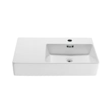 St. Tropez 29-1/2" Rectangular Ceramic Wall Mounted Bathroom Sink with Overflow and Single Faucet Hole - Right Offset