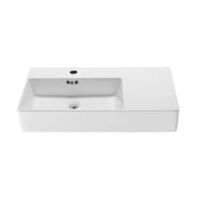 St. Tropez 35-3/8" Rectangular Ceramic Wall Mounted Bathroom Sink with Overflow and Single Faucet Hole - Left Offset