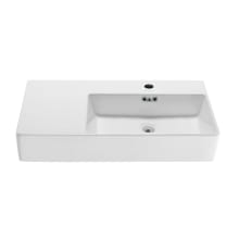 St. Tropez 35-3/8" Rectangular Ceramic Wall Mounted Bathroom Sink with Overflow and Single Faucet Hole - Right Offset