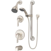 Origins Tub and Shower Trim Package with Single Function Shower Head and Rough In Valve with Double Lever Handle
