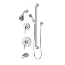 Origins Tub and Shower Trim Package with Single Function Shower Head and Rough In Valve with Double Lever Handle