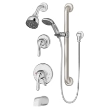 Origins Pressure Balanced Tub and Shower System with Shower Head, Hand Shower, Slide Bar, Shower Arm, Hose, and Valve Trim – Less Rough-In Valve