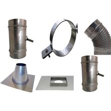Vertical Vent Kit with Drain Tee, 45 Degree Elbow, Firestop, Support Clamp, Roof Jack, Angle Roof Flashing, Storm Collar Pipe, and  Rain Cap for a Flat Roof from the T-Vent Collection