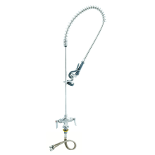 EasyInstall Deck Mounted Pre-Rinse Faucet with Spring Action, Flex Hoses, 1.15 GPM Spray Valve and Lever Handles