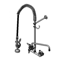 1.15 GPM Wall Mounted Food Service Faucet with 18" Riser, Spray Valve, and 44" Hose - Includes 9.73 GPM 14" Add-On Faucet