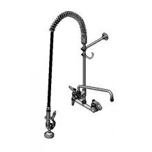1.15 GPM Wall Mounted Food Service Faucet with 18" Riser, Spray Valve, and 56" Hose - Includes 9.73 GPM 14" Add-On Faucet