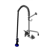 0.65 GPM Wall Mounted Food Service Faucet with 18" Riser, Spray Valve, and 56" Hose - Includes 5.35 GPM 14" Add-On Faucet