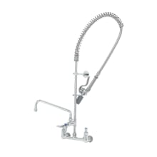 0.65 GPM Wall Mounted Food Service Faucet with 18" Riser, Spray Valve, and 44" Hose - Includes 5.35 GPM Add-On Faucet