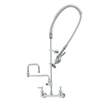 1.15 GPM Wall Mounted Food Service Faucet with 18" Riser, Spray Valve, and 44" Hose - Includes 5.91 GPM 18" Double Joint Add-On Faucet