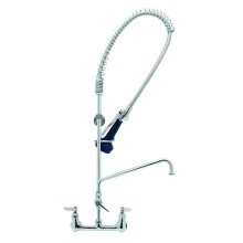 EasyInstall Wall Mounted Pre-Rinse Faucet with Spring Action, 8" Centers, Add-On Faucet, 12" Swing Nozzle, Flex Hose, Low Flow Spray and Lever Handles