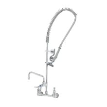 1.15 GPM Wall Mounted Food Service Faucet with 18" Riser and Spray Valve - Includes 9.73 GPM 6" Add-On Faucet and 6" Wall Bracket