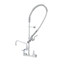 0.65 GPM Wall Mounted Food Service Faucet with 18" Riser, Spray Valve, and 44" Hose - Includes 9.73 GPM 8" Add-On Faucet