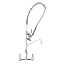 EasyInstall Wall Mounted Pre-Rinse Faucet with Spring Action, 8" Centers, Add-On Faucet, 12" Swing Nozzle, Flex Hose, Spray Valve and Lever Handles