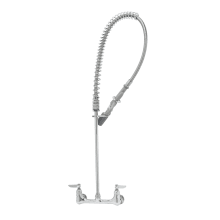 EasyInstall Wall Mounted Pre-Rinse Faucet with Spring Action, 8" Centers, 44" FlexHose, 0.65 GPM Low Flow Spray Valve and Lever Handles