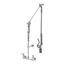 0.65 GPM Wall Mounted Food Service Faucet with Retractable Arm Assembly, Spray Valve, and 20" Hose - Includes 6" Wall Bracket