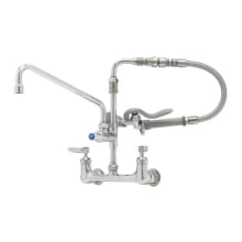 1.15 GPM Wall Mounted Bridge Mixing Faucet with Angled Spray Valve and 20" Flexible Stainless Steel Hose - Includes Wall Hook and Add-On Faucet