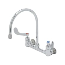 23.09 GPM Wall Mounted Bridge Utility Faucet - Includes Wrist Blade Handles and 8-3/4" Swivel Gooseneck Spout
