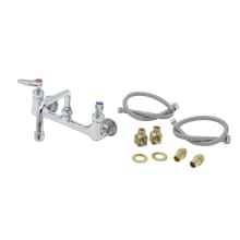 14.58 GPM Wall Mounted Bridge Utility Faucet - Includes 12" Spout, and Installation Kit with 24" Flexible Stainless Steel Hoses