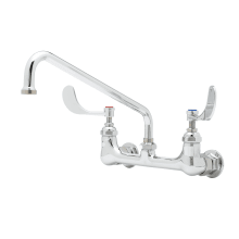 B-200 Wall Mounted Double Pantry Faucet with 8" Centers, 12" Swing Nozzle, Stream Regulator Outlet, and Wrist Action Handles