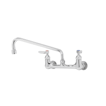 B-200 Wall Mounted Double Pantry Faucet with 8" Centers, 12" Swing Nozzle, Stream Regulator Outlet and Lever Handles