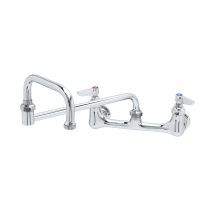 B-200 Wall Mounted Double Pantry Faucet with 8" Centers, 18" Double Joint Swing Nozzle, Stream Regulator Outlet and Lever Handles