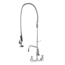 Big-Flo Wall Mounted Pre-Rinse Unit with Spring Action, 8" Centers, Add-On Faucet, 12" Swing Nozzle, Flex Hose, 1.15 GPM Spray Valve and Cross Handles