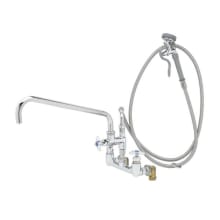 Big-Flo Spray Assembly: 8" Wall Mount, 18" Add-On Faucet, Angled Spray Valve, Elbow Inlets