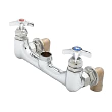 8" Wall Mounted Utility Faucet with Cross Handles, Big-Flo Cartridges, and Adjustable Faucet Centers - Less Spout