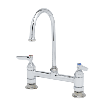 B-300 Deck Mounted Double Pantry Faucet with 8" Centers, 6" Swivel Gooseneck, Stream Regulator Outlet and Lever Handles