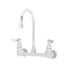 B-300 Wall Mounted Double Pantry Faucet with 8" Centers, Swivel/ Rigid Gooseneck, Stream Regulator Outlet and Lever Handles