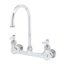 B-300 Wall Mounted Double Pantry Faucet with 8" Centers with 6" Swivel Gooseneck, Stream Regulator Outlet and Lever Handles