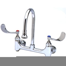 12.48 GPM Wall Mounted Bridge Utility Faucet - Includes Wrist Blade Handles and 5-9/16" Gooseneck Spout