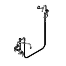 4.8 GPM Single Hole Deck Mounted Pot Filler Faucet with Hook Nozzle Spray Valve, 60" Hose, and 5.57 GPM 12" Add-On Faucet