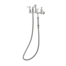 3.68 GPM 8"W Wall Mounted Bridge Pot Filler Faucet with Hook Nozzle Spray Valve and 68" Hose