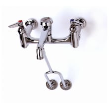 12.96 GPM Wall Mounted Bridge Service Sink Faucet with Compression Cartridge - Includes Lever Handles and Wall Support