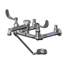 8.9 GPM Wall Mounted Bridge Service Sink Faucet - Includes Wrist Blade Handles and Lower Wall Support