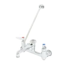 Service Sink Faucet, Wall Mount, 8" Centers, Built-In Stops, Vacuum Breaker, Polished