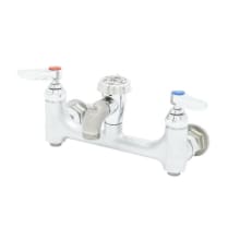 Service Sink Faucet, Wall Mount, 8" Centers, Vac. Breaker, Built-In Stops, Rough Chrome