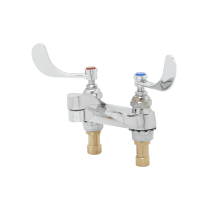 Deck Mounted Medical Faucet with Cast Basin Spout, 2.2 GPM VR Aerator and 4" Wrist Action Handles with VR Screws
