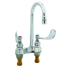 Deck Mounted Medical Faucet with Rigid Gooseneck, 2.2 GPM Aerator, 4" Wrist Action Handles and Eterna Cartridges