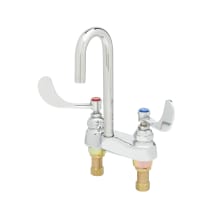 Deck Mounted Medical Faucet with Plain-End Rigid Gooseneck, 4" Wrist-Action Handles and Eterna Cartridges with 0.7 GPM Flow Control