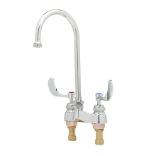 Deck Mounted Centerset Lavatory Faucet with Swivel Gooseneck, 1.2 GPM Flow Control in Swivel Adapter and 4" Wrist Action Handles