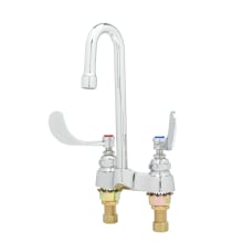 Deck Mounted Centerset Lavatory Faucet with Rigid Gooseneck, 0.5 GPM VR Spray Device and 4" Wrist Action Handles