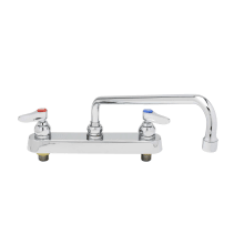 Deck Mounted Workboard Faucet with 8" Centers, 12" Swing Nozzle, 2.2 GPM Aerator and Lever Handles