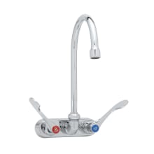 2.2 GPM 4"W Wall Mounted Utility Faucet with 5-3/4" Swivel Gooseneck Spout and Wrist Blade Handles