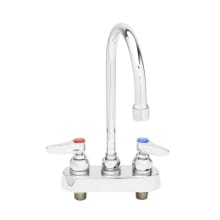 Deck Mounted Workboard Faucet with 4" Centers, 6" Swivel Gooseneck, 2.2 GPM Aerator and Lever Handles